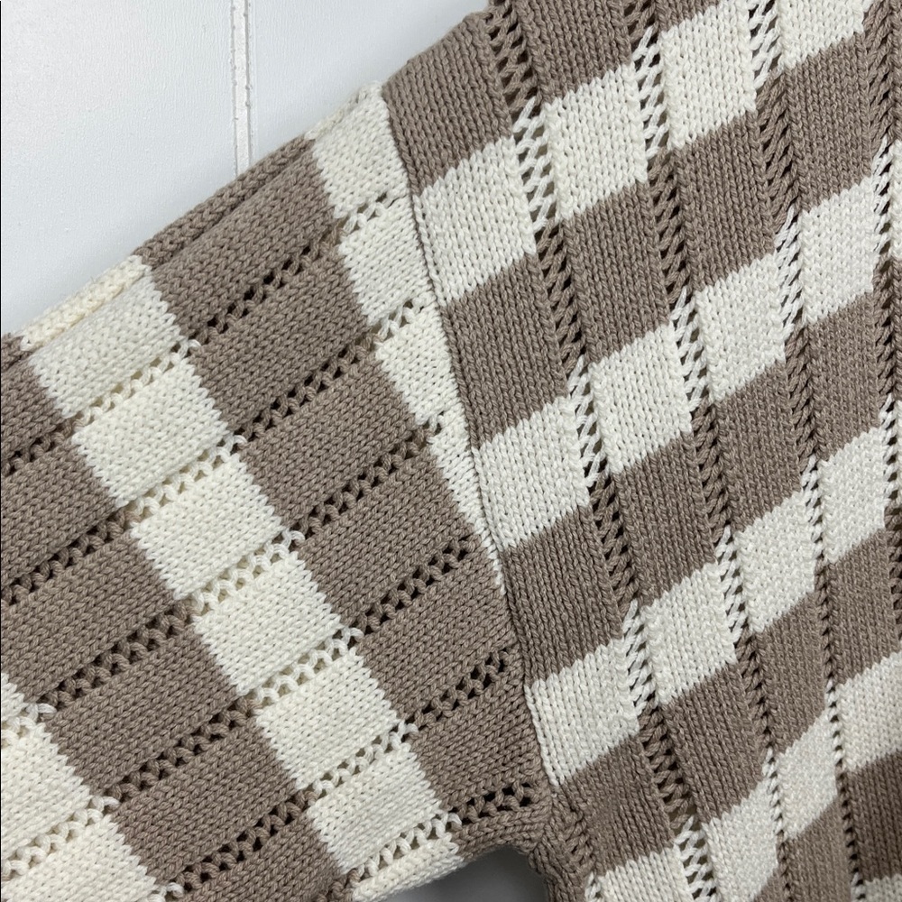a new day Womens Tneck Knit Sweater 2X Beige Cream Stripe 1/2 Zip Soft NWT - Picture 7 of 15